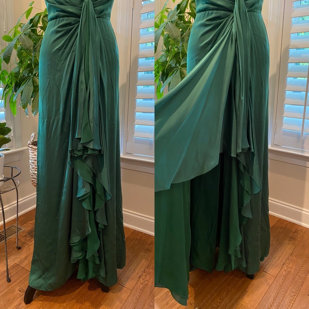 Lela Rose Emerald Green Silk Gown / Dress size 2 - Picture 3 of 9